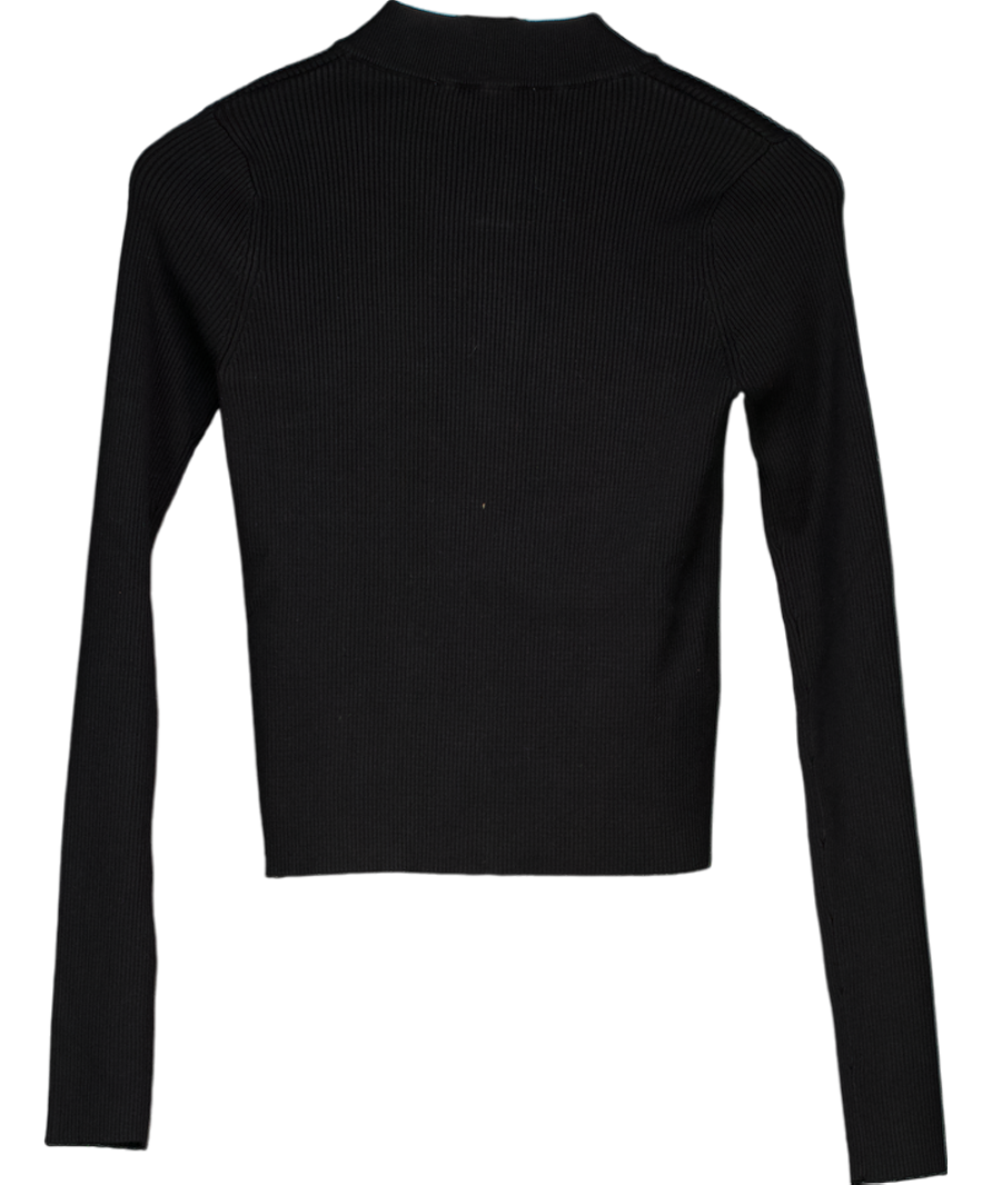 MANGO Black Fine Knit Zip Up Jacket UK S