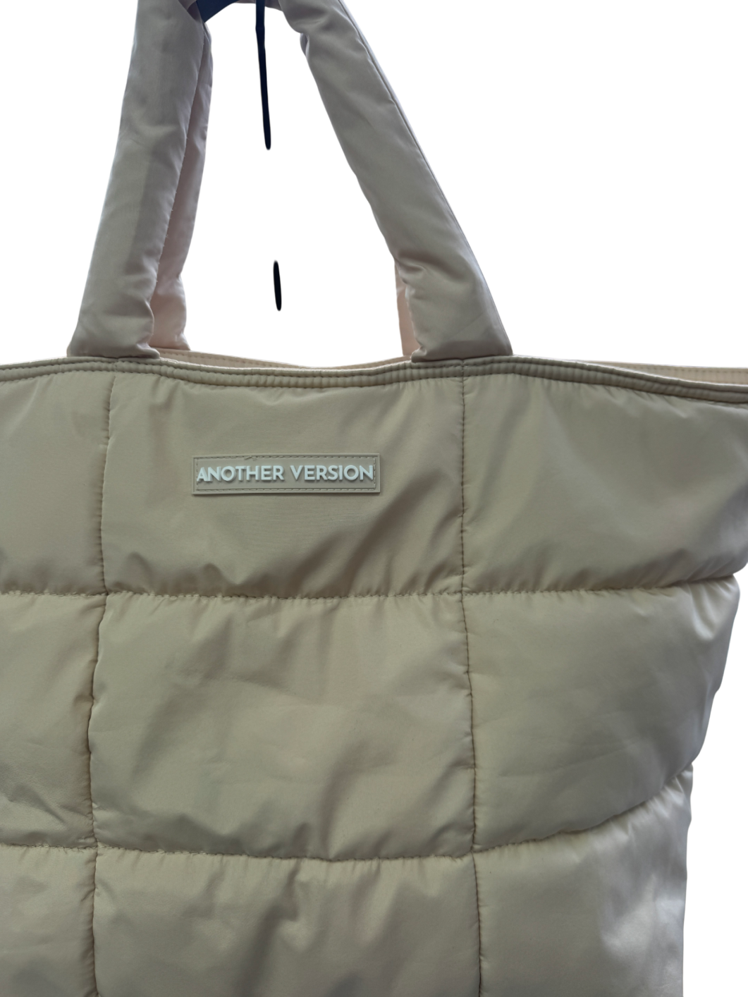 Another Version Beige Large Quilted Logo Tote Bag With Zip One Size