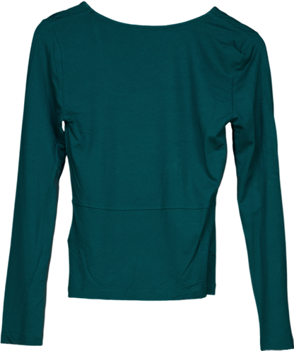 Whistles Green Square Neck Long Sleeve Top UK 10