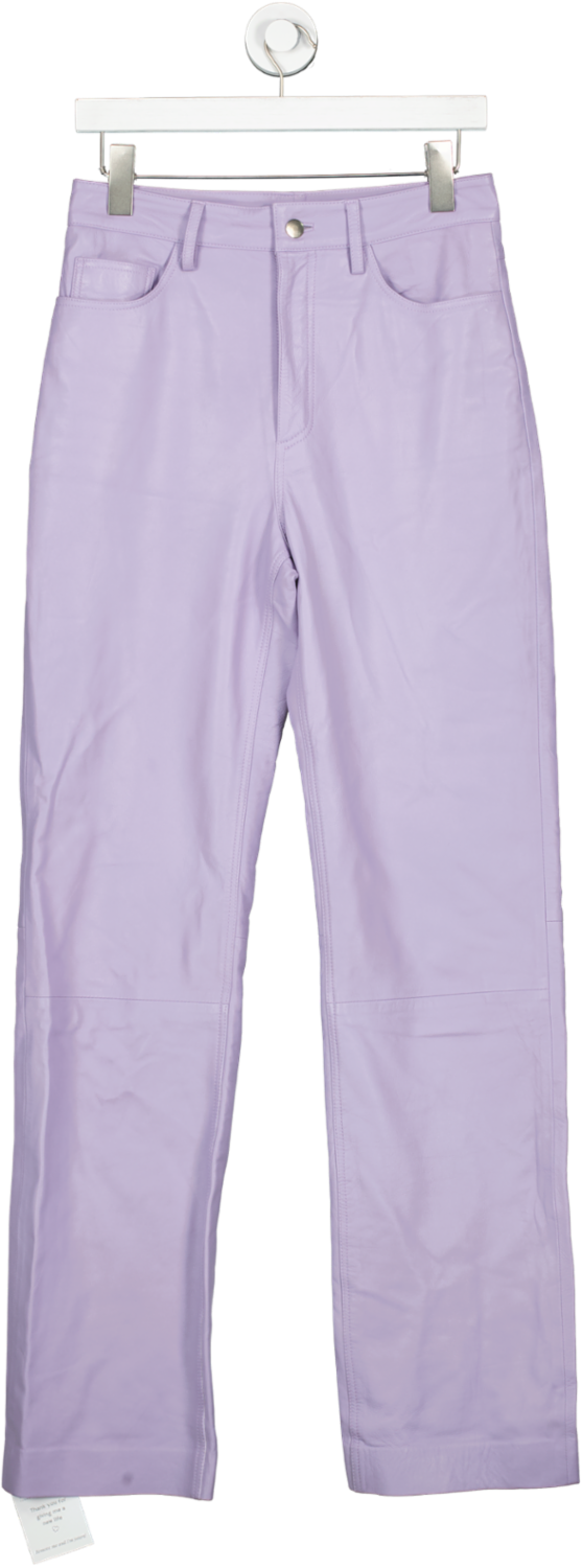 Remain Birger Christensen Purple Straight-leg Leather Pants UK 10
