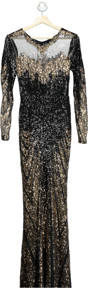 Goddiva Gold Sequin Maxi Dress UK 8