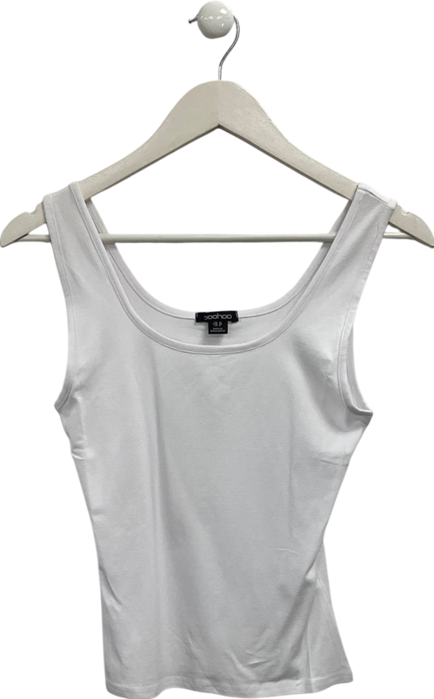 boohoo White Premium Super Soft Wide Strap Square Neck Vest UK 10