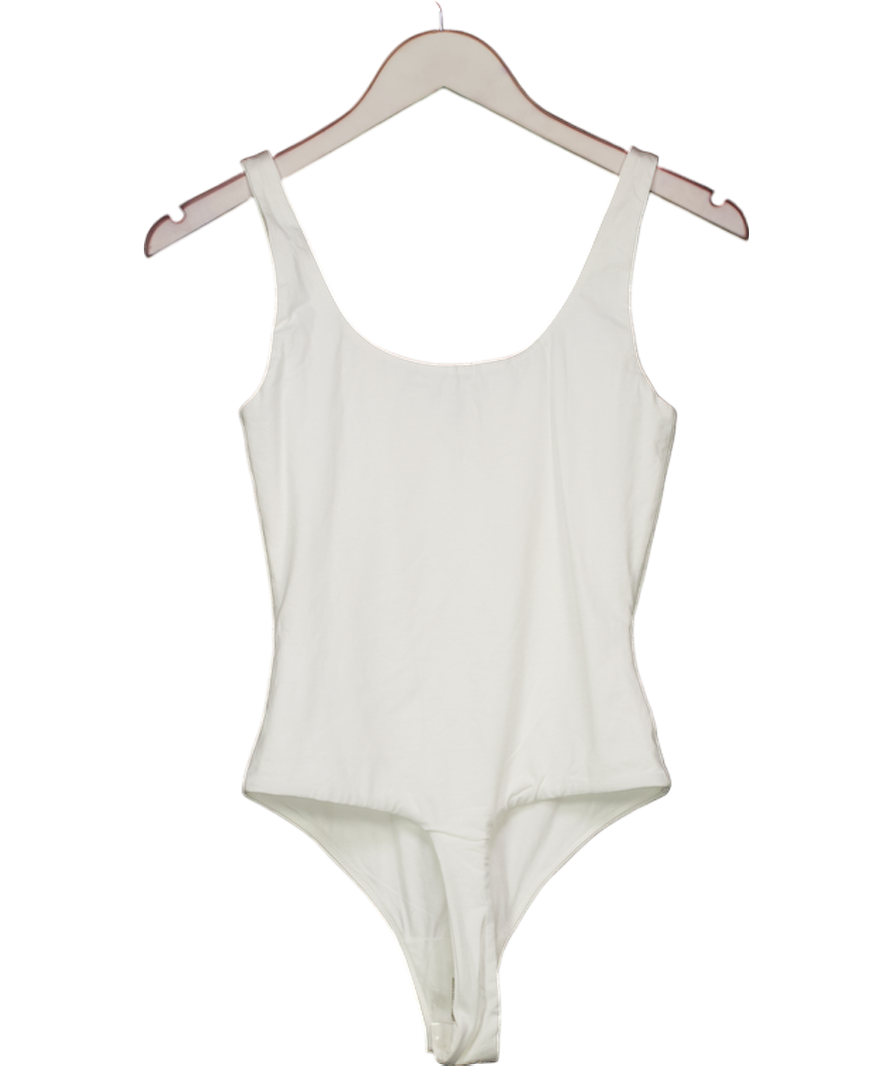 Karen Millen White Stretch Cotton Sleeveless Scoop Neck Jersey Bodysuit UK XS