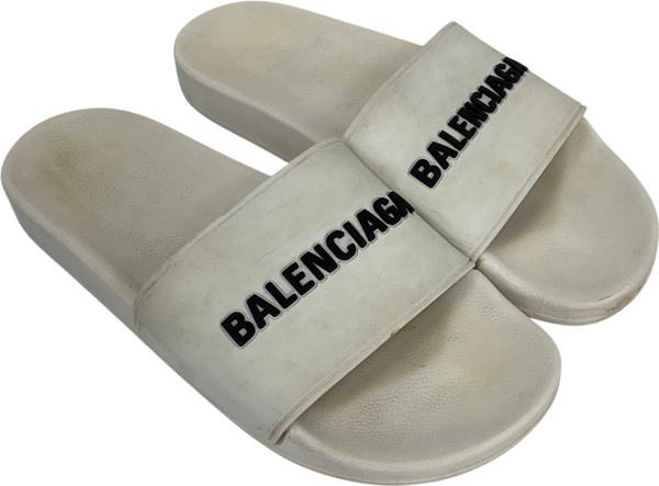 Balenciaga White Pool Sliders UK 8 EU 41