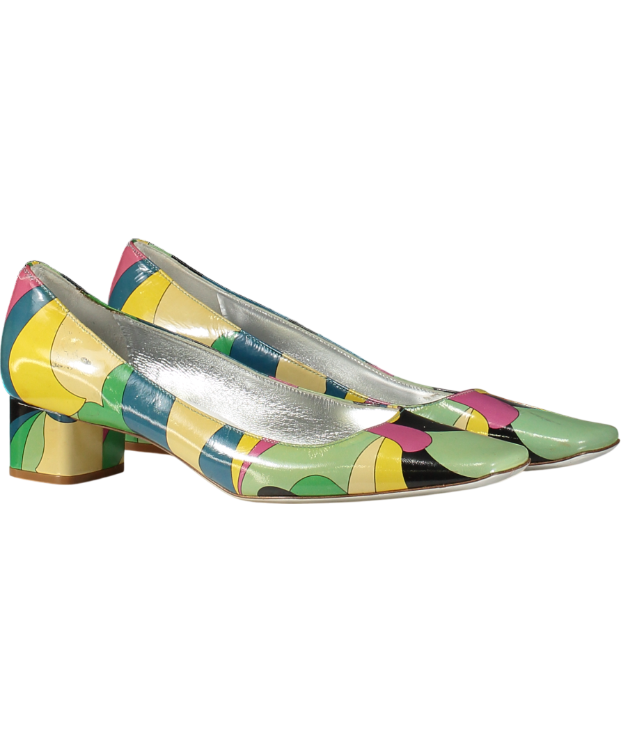 Emilio Pucci Multicoloured Patent Leather Heels UK 6.5 EU 39.5 👠
