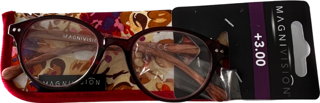 magnivision Zinnia Lenses Reading Glasses +3 Red
