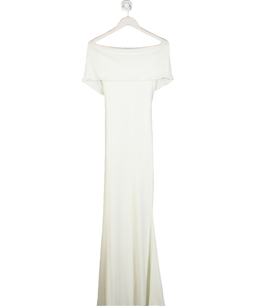 Club L White Bardot Wrap Neckline Maternity Maxi Dress UK 10