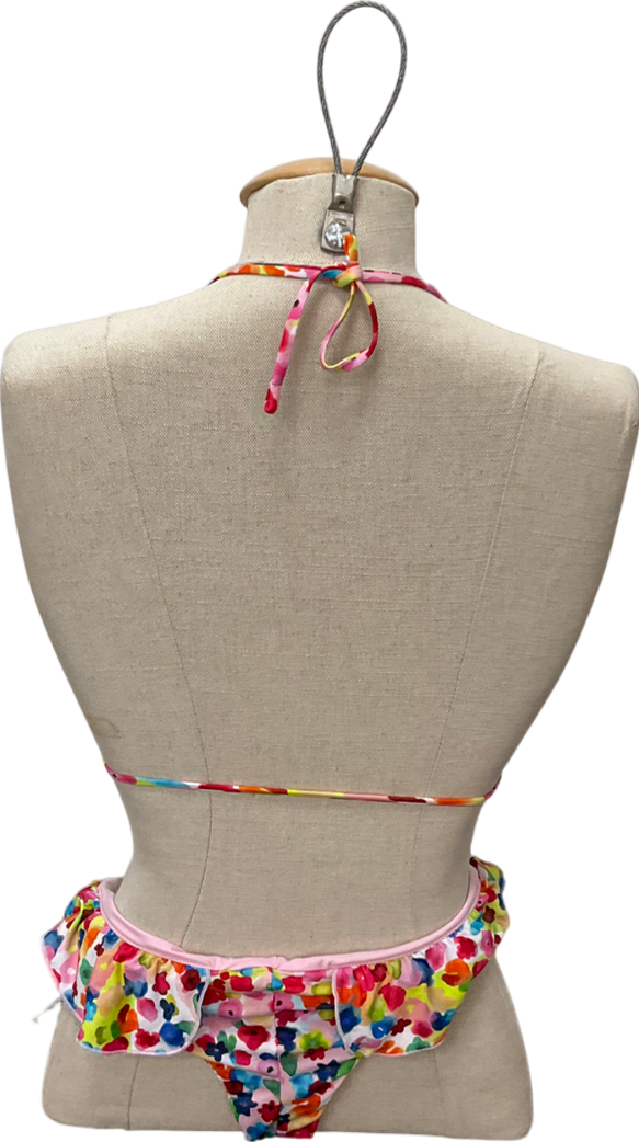 tezenis Multicoloured Water Colour Flowers Rounded Bikini Bottoms & Matching Top UK L