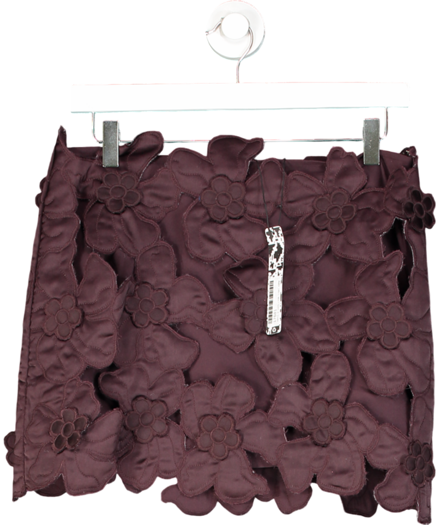 ASOS Edition Purple Applique Floral Mini Skirt UK 10