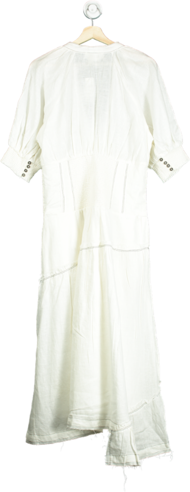 Anthropologie White Linen Maxi Dress UK M