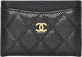 CHANEL Classic Card Holder Black Grained Calfskin with Gold-tone CC logo