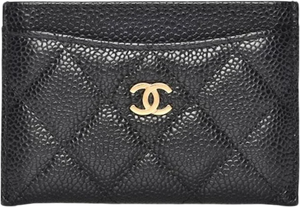 CHANEL Classic Card Holder Black Grained Calfskin with Gold-tone CC logo