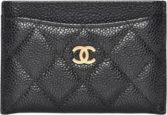 CHANEL Classic Card Holder Black Grained Calfskin with Gold-tone CC logo