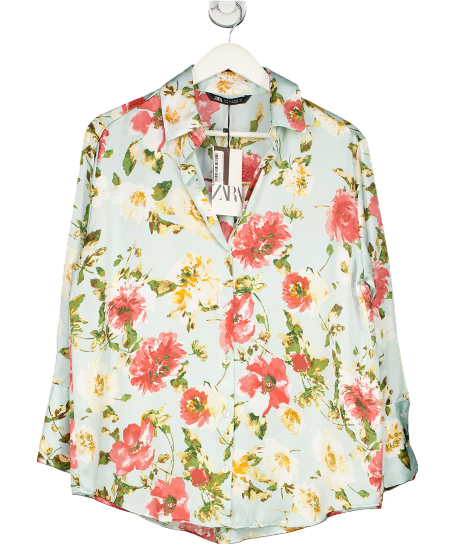 ZARA Multicoloured Floral Print Satin Shirt UK M
