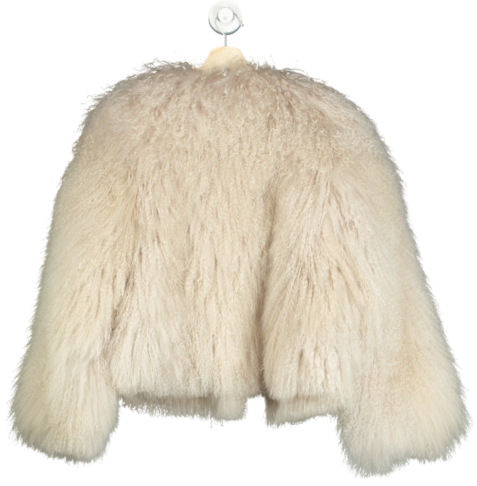 Mint Velvet Neutral Mongolian Fur Jacket UK M