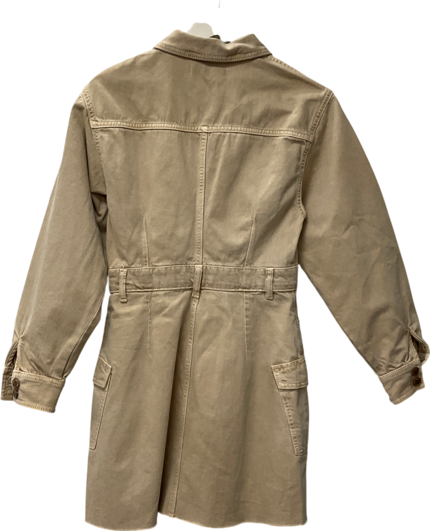 ZARA Denim Long Sleeved Beige Denim Dress UK M