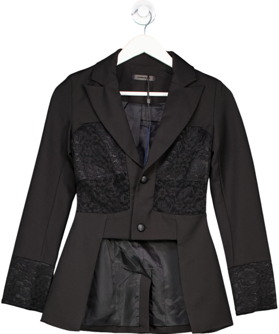 maniere de voir Black Lace Insert Fitted Blazer UK 4