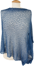 Mimosa Blue Crochet Lace Knit Small Poncho - Dark Denim UK S