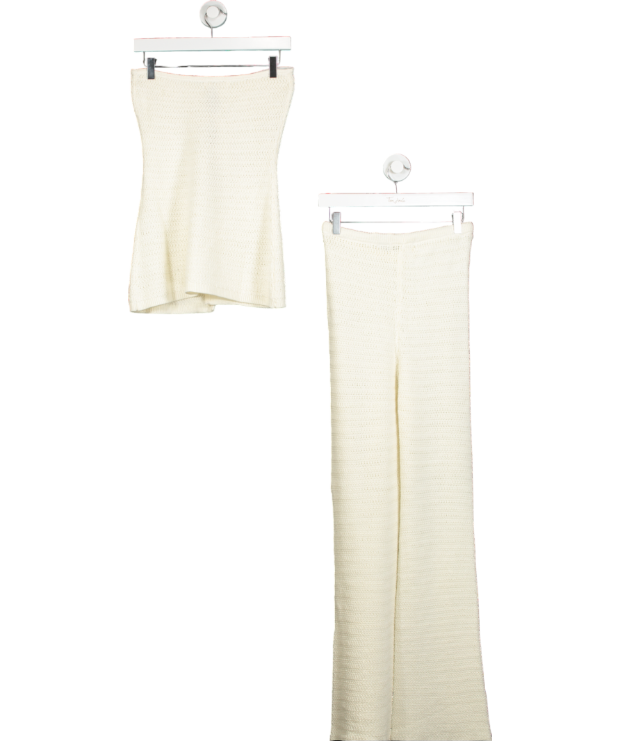 4th & Reckless Cream Gigi Crochet Knit Bandeau Top And Trouser UK 8