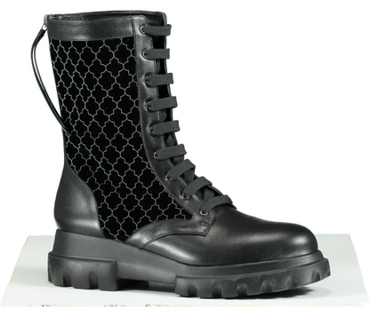 Aimée Ann Lou Black Leather Azima Combat Boots UK 6