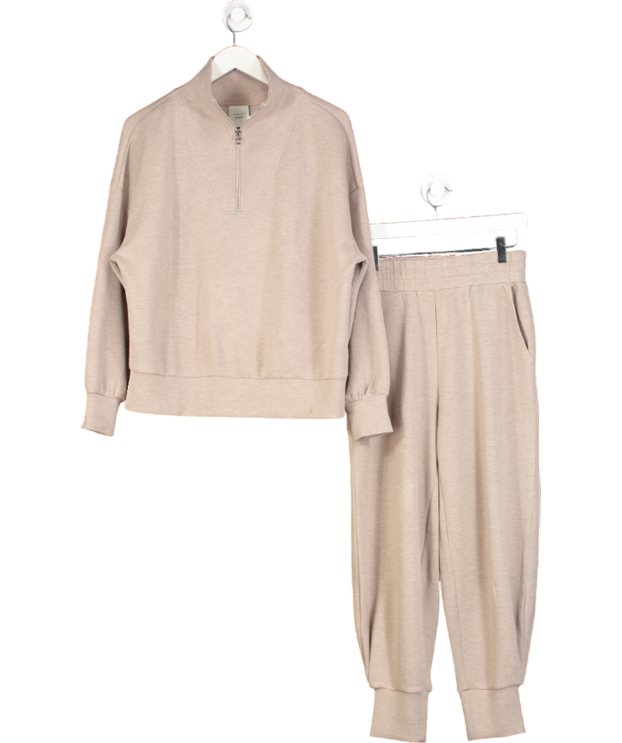 Varley Beige Doublsoft  2-piece Hawley Half Zip Sweater And Joggers set UK S