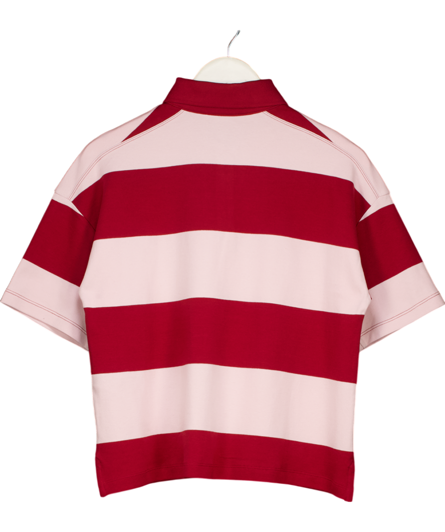 New Look Pink Rugby Stripe Short Sleeve Polo Top UK 10