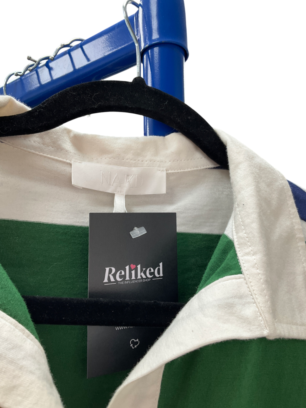 NA-KD Green Long Sleeve Polo Shirt UK S