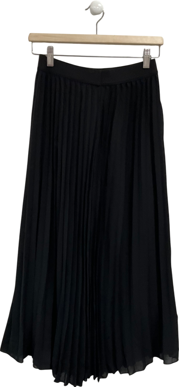 Dazy Black Daily Wear Solid Color Pleated Skirt UK M