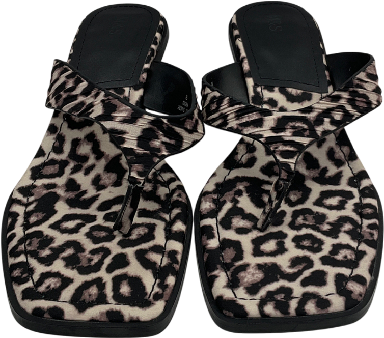 M&S Brown Leopard Print Kitten Heel Sandals UK 8 EU 41 👠