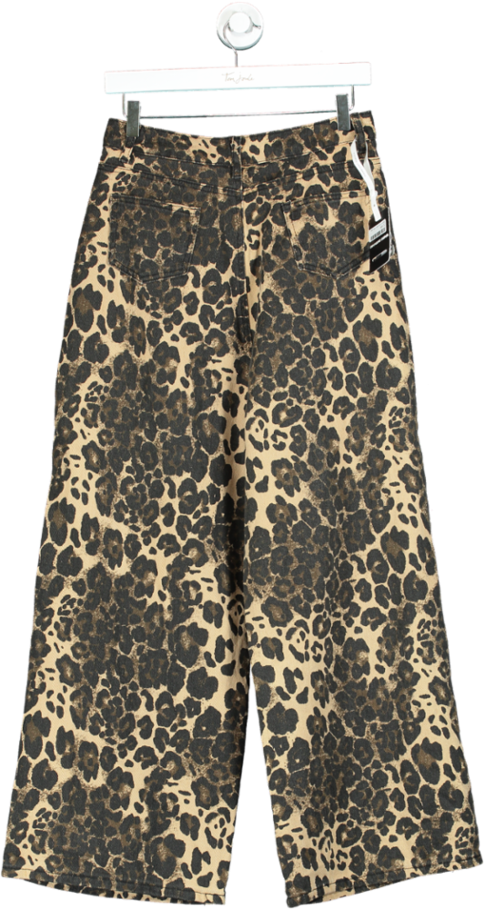 Innovare Denim Brown Leopard Print Wide-Leg Trousers UK M