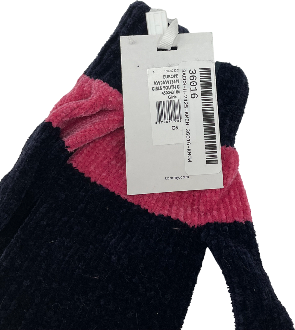 Tommy Hilfiger Blue Flag Velour Mittens One Size