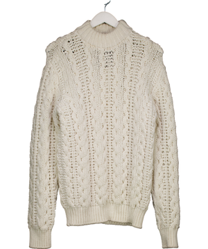 Salvatore Ferragarro Cream Chunky Cable Knit Sweater UK M