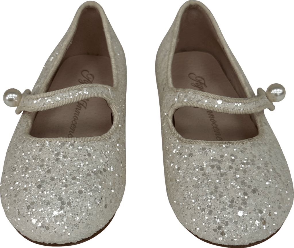 Age of Innocence Elin Glitter White Shoes UK 12 EU 30.5 👼