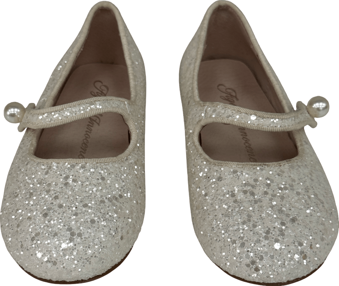 Age of Innocence Elin Glitter White Shoes UK 12 EU 30.5 👼