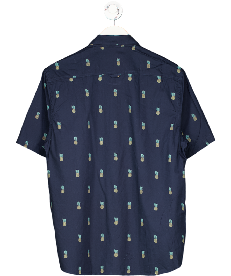 MANGO Navy Blue Shirt With Pineapple Print UK S