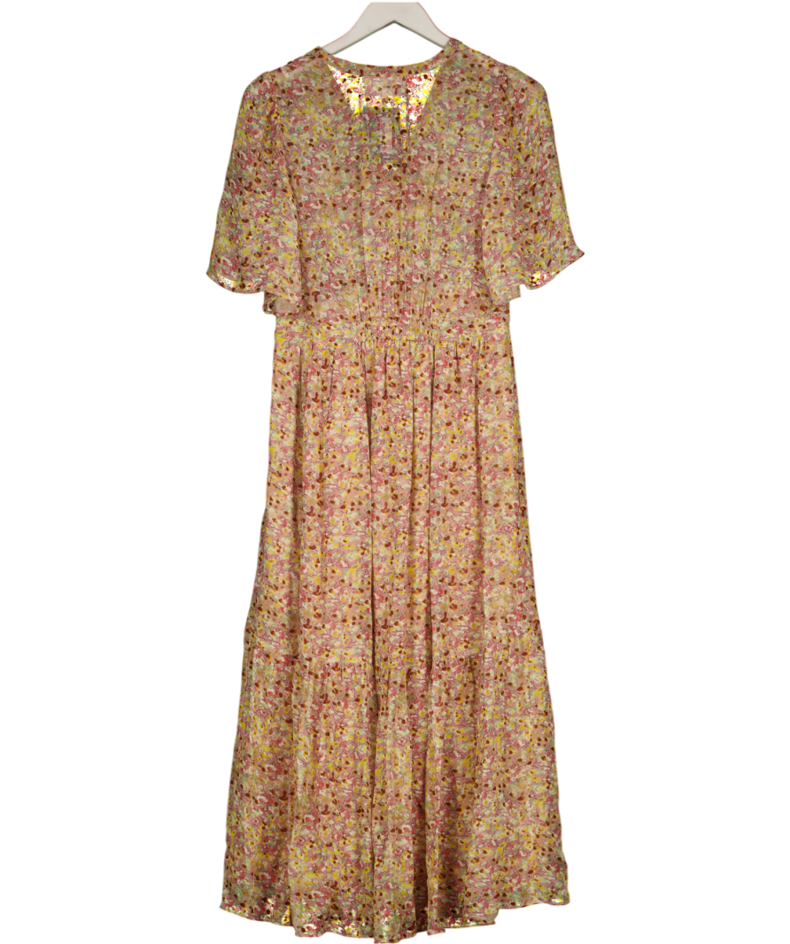 Ba&sh Pink Floral Midi Dress Sz1 UK 8