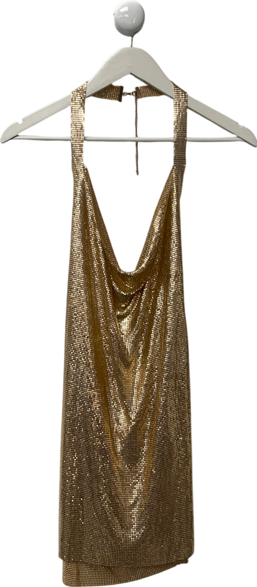 Feme Luxe Metallic Chainmail Mini Dress UK 8