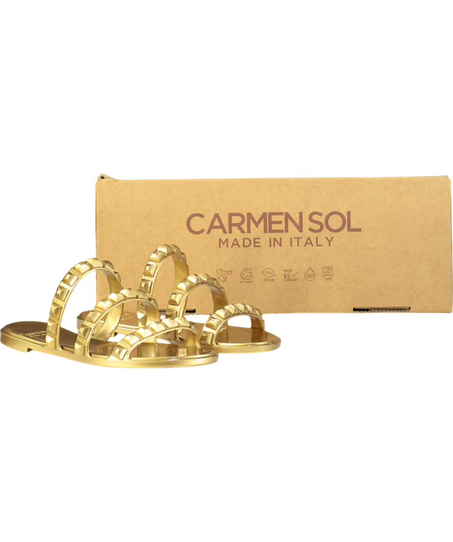 Carmen Sol Metallic Maria 3 Strap Flat Jelly Sandals UK 3 EU 36 👠