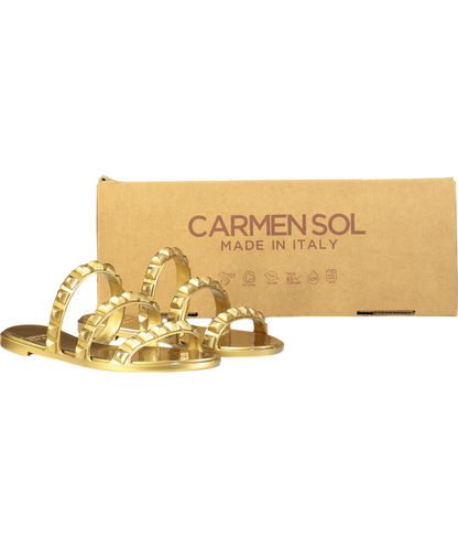 Carmen Sol Metallic Maria 3 Strap Flat Jelly Sandals UK 3 EU 36 👠