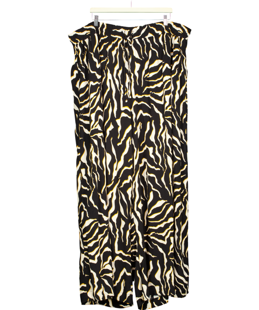 Nobody's Child Black Melody Animal Print Wide Leg Draw String Trousers UK 24