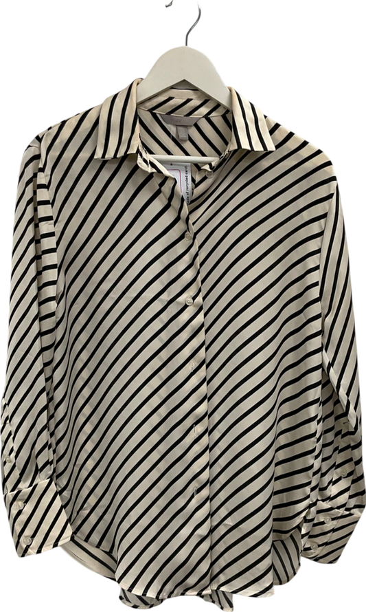 H&M Cream Satin Striped Blouse UK XS