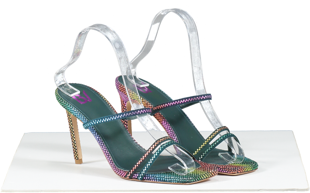 Bettina Vermillon Multicoloured Lady Strass Rainbow Crystal Embellished Strappy Heels UK 4 EU 37 👠
