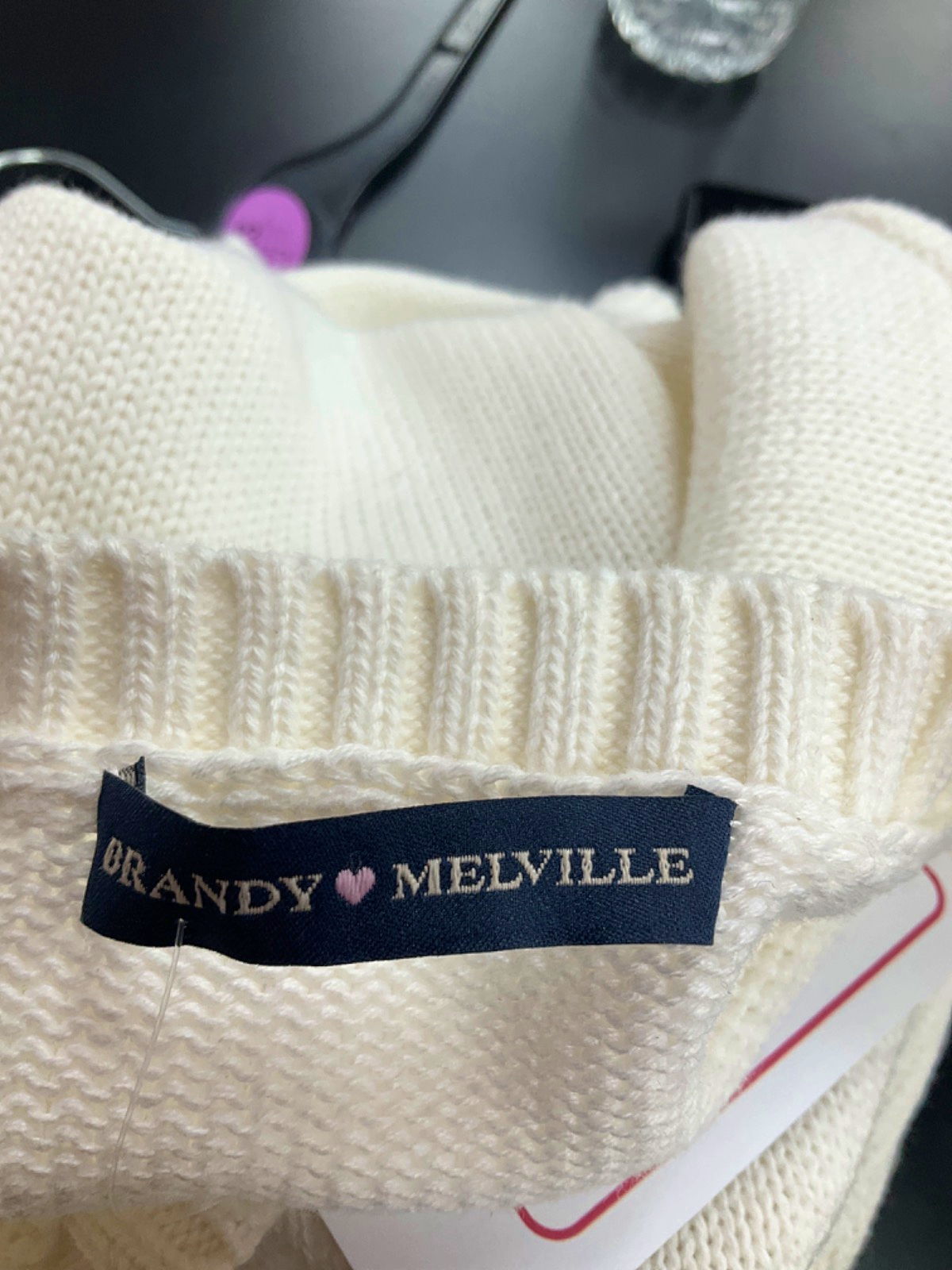 Brandy Melville White Knit Jumper One Size