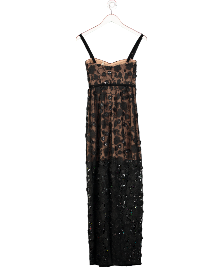 For Love & Lemons Black Beatrice Strappy Maxi Dress UK XS