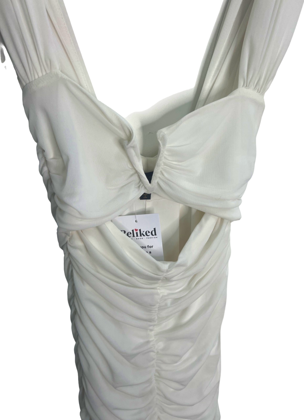 Michael Costello White Ruched Bodycon Dress UK 4