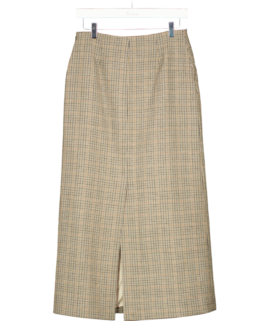 Arket Beige Checked Wool Pencil Skirt UK 8