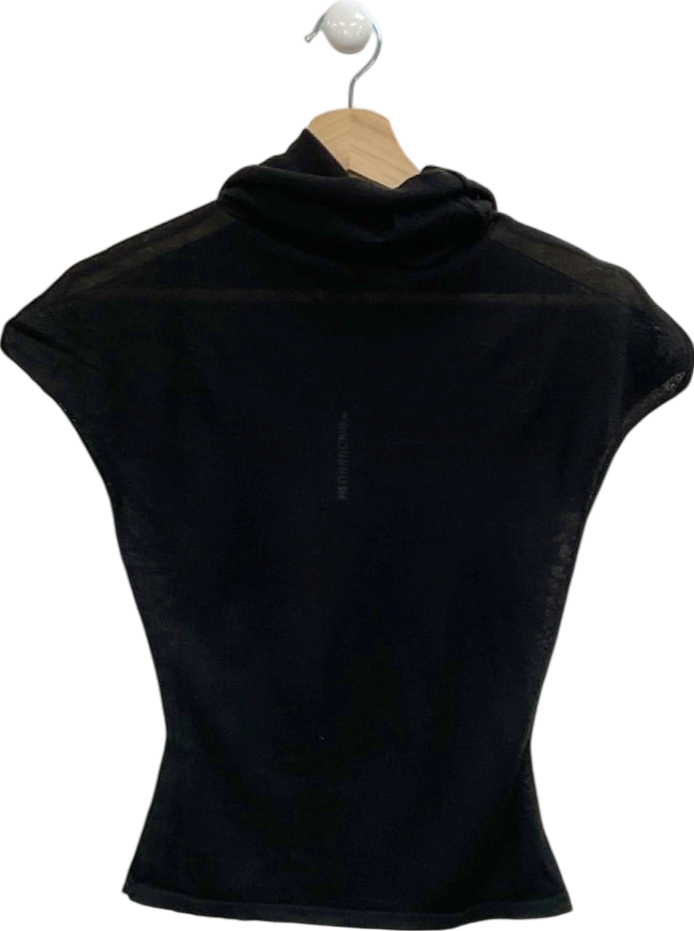 Pretty Little Thing Black Sheer Knit High Neck Top UK S