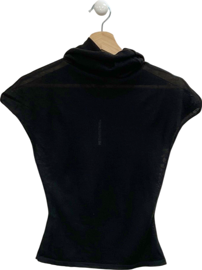 Pretty Little Thing Black Sheer Knit High Neck Top UK S