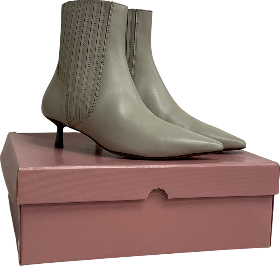Next Cream Neutral Tabitha Simmons Kitten Heel Elvina Leather Ankle Boots UK 4 EU 37 👠