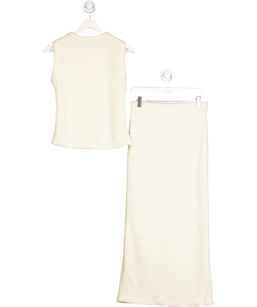 ASOS Cream Design Fluffy Knit 2-piece Top & Maxi Skirt Set UK S